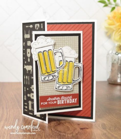 Stampin Up 40th Birthday Cards For Men, Stampin Up 50th Birthday Cards For Men, Stampin Up Mens Birthday Cards, Masculine Birthday Cards Men, Stampin Up Birthday Cards For Guys, Stampin Up Cards 2022, Men’s Birthday Cards, Stampin Up Masculine Birthday Cards, Bottled Happiness