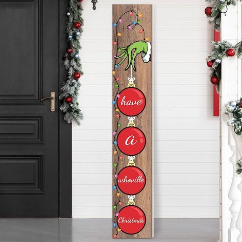 Amazon.com : Christmas Porch Sign 47.2" X 7.9", Outdoor Red Lantern Wooden Front Door Sign Christmas Decoration, Vertical Holiday Winter Xmas Welcome Sign for Front Door Porch Wall Yard Home Indoor Outdoor Decor : Patio, Lawn & Garden Christmas Boards Signs, Small Porch Christmas Decor, Grinch Porch Sign, Welcome Christmas Sign, Grinch Porch, Christmas Welcome Signs, Cricut Door Signs, Wood Porch Signs, Easy Outdoor Christmas Decorations