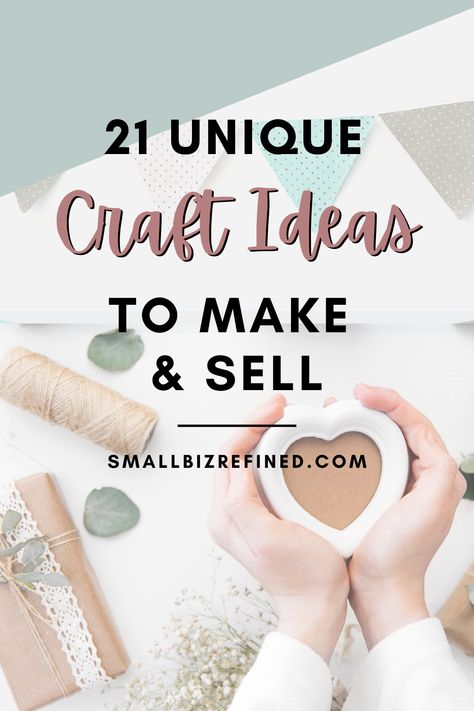 Selling products online is a great way to make money from home. If you're thinking about starting an online shop (or you're established & looking for new product ideas), I’ve got you covered. Click for a list of 21 creative ideas for crafts to sell online. These unique product ideas are fun to make and can be really profitable! Perfect DIY crafts and handmade products to sell online. #craftideas #productideas #crafty #sidehustle #etsy Unique Craft Ideas To Sell, Online Shop Ideas Products, Handmade Business Ideas Products, Unique Crafts To Sell, Unique Things To Make And Sell, Handmade Things To Sell, Unique Products To Sell, Handmade Products To Sell, Ideas For Crafts