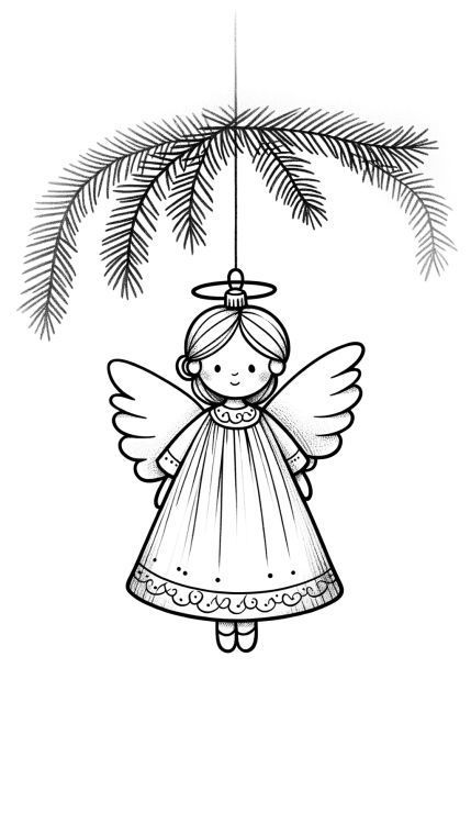 To draw an angel Christmas ornament, sketch a figure with a round head, a simple dress, and outspread wings. Add a halo above the head and draw delicate facial features. Embellish the dress with decorative lines and patterns at the hem. Angel Drawings Easy, Simple Christmas Drawing Ideas, Simple Angel Drawing, Angel Drawing Simple, Christmas Angel Drawing, Cute Easy Christmas Drawings, Christmas Line Drawings, Angel Drawing Sketches, Christmas Ornament Drawing