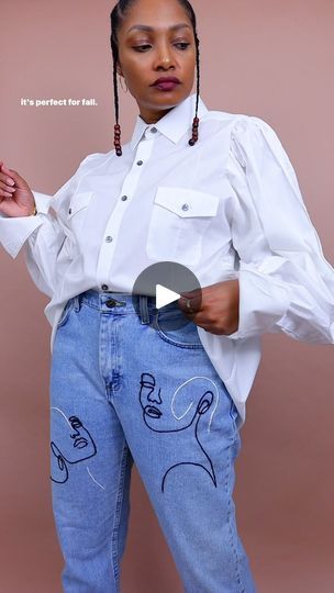 21K views · 221 reactions | Blueprint DIY on Reels | Blueprint DIY · Original audio No Sew Refashion, Old Jean Refashion, Denim Diy Clothes, Homecoming Outfit, Art Jeans, Diy Jeans, Thrift Store Refashion, Upcycle Clothes Diy, Diy Embroidery Designs