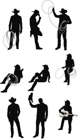 Cowboy Sillouhette, Silouhette Cowboy, Cowboy And Cowgirl Silhouette, Cowboy Duel, Cowboy Roping Silhouette, Black Figure, Lucky Luke, Cowboy And Cowgirl, Western Cowboy