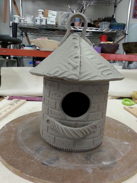 My first pottery birdhouse. Tonia Potts Davis from Seagrove NC. Clay Birdhouse, Pottery Birdhouse, Spring Pots, Seagrove Nc, Pottery Projects, Ceramic Birdhouse, Bird House Feeder, Clay Bird, Art Coquillage