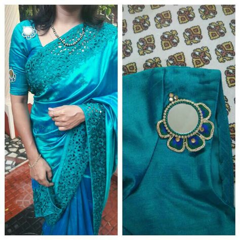 Saree With Mirror Work, Zardosi Work Blouse, Blouse Designs Aari Work, Blouse Maggam Work, Saree Work, Embroidery Blouses, Maggam Work Blouse, Zardosi Work, Fashion Blouses