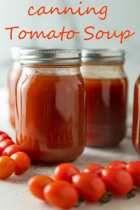 Canning Tomato Soup - Binky's Culinary Carnival Canning Tomato Soup, Homemade Enchilada Sauce Recipe, Water Bath Canning Recipes, Best Tomato Soup, Recipes With Enchilada Sauce, Home Canning Recipes, Canned Tomato Soup, Homemade Enchilada Sauce, Homemade Enchiladas