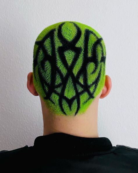 JANINA ZAIS on Instagram: “🥒 #hairart on @unhappy.optimism” Dyed Shaved Head, Funky Haircuts, Shaved Head Designs, Hair Colour Design, Dyed Curly Hair, Shaved Hair Designs, Buzzed Hair, Barbershop Design, Gorgeous Hair Color