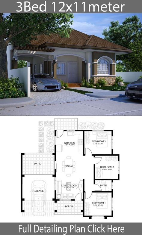 Modern Bungalow House Design, Small Modern House Plans, Bungalow Style House, Bungalow Floor Plans, Affordable House Plans, Two Story House, Modern Small House Design, Modern Bungalow House, House Plan Gallery