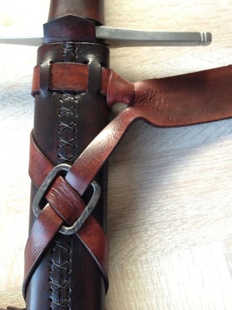 Handmade Leather Scabbard from GLW Scabbard Diy, Leather Scabbard, Sca Armor, Medieval Pattern, Leather Tutorial, Leather Working Patterns, Larp Armor, Tandy Leather, Leather Armor