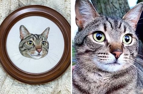 Tabby Cat Embroidery, Brown Tabby Cat, Embroidery Embellishments, Brown Tabby, Cat Embroidery, Bee Embroidery, Embroidery Tutorial, Embroidery Works, Thread Painting