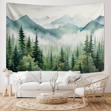 PRICES MAY VARY. 【Unique design】: When the morning light breaks through the fog, the cloud and mist gradually disperse, the whole forest wakes up in the dream, exposing the tall and straight trunks, you can almost feel nature is regaining its full breath of life 【High Quality】: Mountain tree tapestry is made of 100% high quality polyester, soft skin, safe and odorless 【Multiple Size 】: To provide you with different size natural tapestries to suit your different life needs 【Multi-use】: This lands Nature Lover Aesthetic, Lover Aesthetic, Trees Wall Art, Misty Mountain, Aesthetic Home Decor, Wall Art Nature, Mountain Wall, Aesthetic Home, Bedroom Dorm