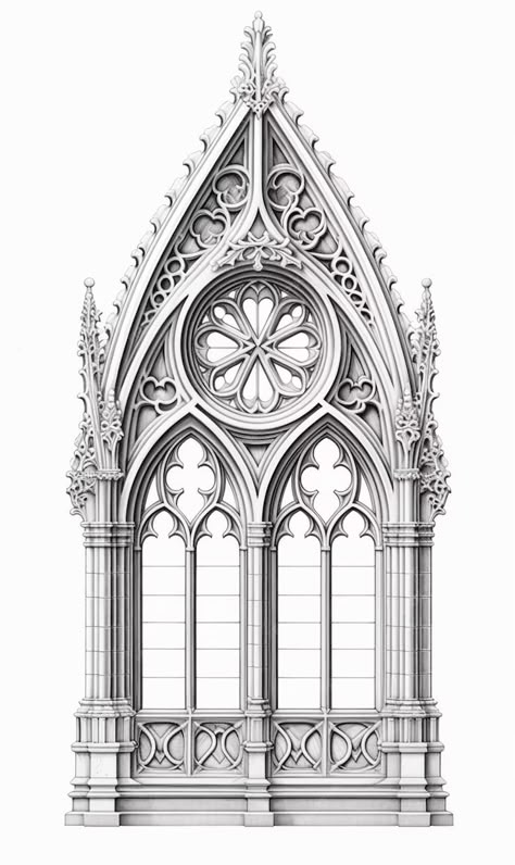 Premium Photo | A drawing of a gothic window with a cross on the top generative ai Cathedral Tattoo, Gothic Architecture Drawing, Goth Architecture, Gothic Drawings, Gothic Window, Church Window, Gothic Windows, Window Drawing, Gothic Buildings