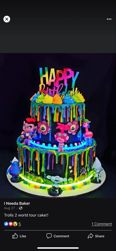 Trolls World Tour Cake, Trolls Birthday Party Cake, Rock And Roll Birthday Party, Trolls Birthday Cake, Rock And Roll Birthday, Trolls Cake, Trolls Birthday Party, Boy Birthday Cake, Birthday Party Cake