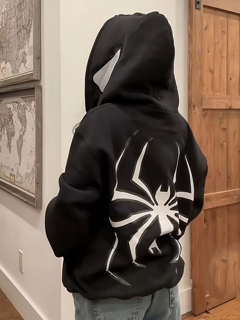 Faster shipping. Better service Spiderman Hoodie, Mode Punk, Streetwear Hoodie, Oversized Streetwear, Moda Punk, Looks Black, Modieuze Outfits, Pop Punk, Gothic Outfits