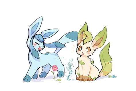 Aki Croix on Instagram: “You can make a flower? So can i! See! Icy flower! Isn't that cool? . . . . . Artist: wolfwithwing . . . . . #glec #glaceon❄️ #glaceonart…” Glaceon And Leafeon, Pokemon W, Pokemon Eevee Evolutions, Pokemon Eeveelutions, Pokemon Oc, Cute Pokemon Pictures, Eevee Evolutions, Pokemon Eevee, Cute Pokemon Wallpaper