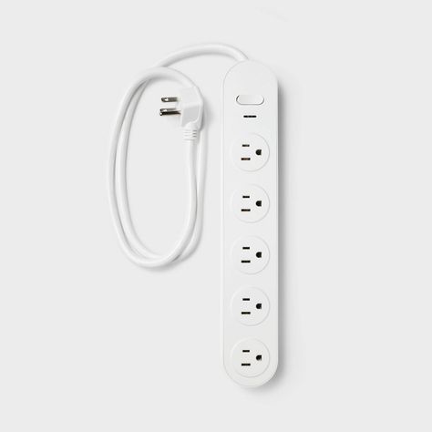 5 Outlet Surge Protector 3' Cord White - Heyday™ Outlet Extender, Cord Ties, Cord Management, Surge Protector, Organization Solutions, Extension Cord, Wall Charger, Power Cord, Dream Room