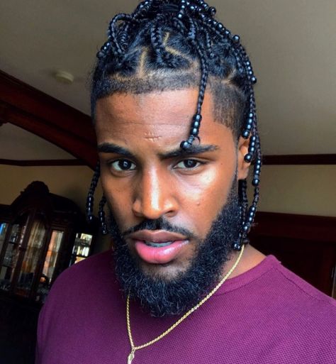 50 Cool Hairstyles For Black Men With Long Hair - Fashion Hombre Man Cornrows, Boys Cornrows, Twisty Hairstyles, Box Braids Men, Hair Twists Black, Boy Braids Hairstyles, Beard Hairstyle, Braided Ponytail Hairstyles, Pelo Afro