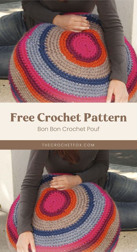 Crochet Bean Bag Pattern, Crochet Ball Pillow, Crochet Pouf Pattern Free, Crochet Housewarming Gift, Crochet Room Decor Free Pattern, Diy Crochet Pouf, Crochet Household Items, Crochet Floor Pillow, Crochet Homeware