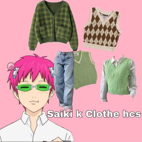 Saiki K Casual Clothes, Saiki Kusuo Outfit Ideas, Saiki K Inspired Outfits, Saiki Kusuo Outfit, Saiki K Outfits, Inspired Clothes, Saiki K, Paper Cranes, Saiki Kusuo