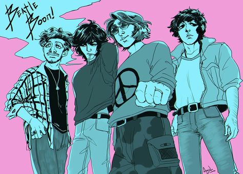 The Beatles Fanart, 90s Anime Aesthetic, Beatles Fan Art, Beatles Cartoon, Beatles Art, Beatles Fans, Damon Albarn, The Fab Four, Aesthetic Shirts