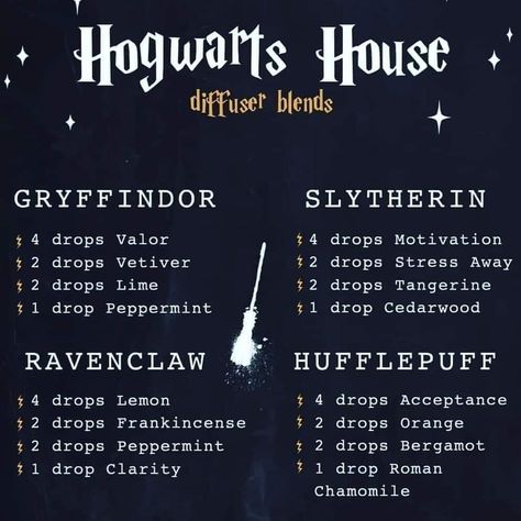 Harry Potter Diffuser Blends, Harry Potter Essential Oil Blends, Essential Oil Combinations, Essential Oil Diffuser Blends Recipes, Young Living Essential Oils Recipes, Essential Oils Guide, Essential Oil Diffuser Recipes, Yl Essential Oils, Oil Diffuser Recipes