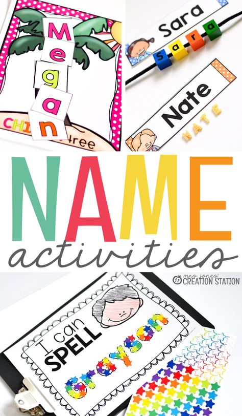 Name Activities for Kindergarteners | Mrs. Jones' Creation Station Preschool Name Activities, Activities For Kindergarteners, Name Activities Preschool, Name Activity, Kindergarten Names, Letter Learning, Preschool Names, Mrs Jones, Name Crafts