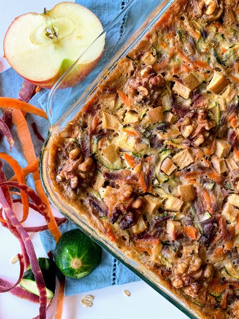 Carrot, Zucchini, Apple Oatmeal Bake — Campbell Comfort Apple Oatmeal Bake, Carrot Zucchini, Oatmeal Bake, Protein Baking, Apple Oatmeal, Elimination Diet, Breakfast Bake, Baked Oatmeal, Zucchini Recipes