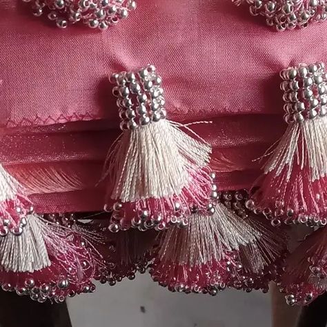 Tassels For Saree, Pearl Tassels, Saree Tassels, Beginners Eye Makeup, Saree Embroidery, Saree Embroidery Design, Silver Colour, Sewing Clothes, Diy Bracelets