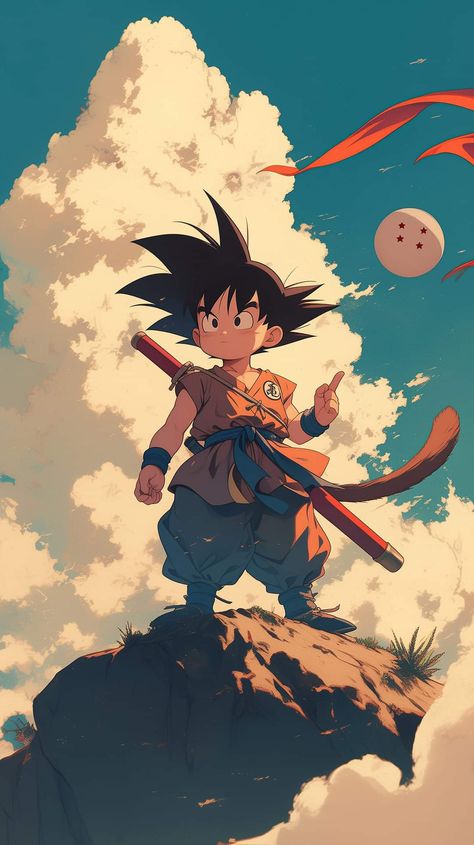 Chibi Goku, Dbz Wallpapers, Goku Anime, Goku Drawing, Clouds Art, Anime Picture Hd, Kid Goku, Dragon Ball Wallpaper Iphone, Goku Wallpaper