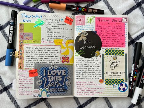 I keep a daily journal where I write what happens to me. I can reflect back on what I’ve accomplished and use it as a creative outlet. #journaltour #journalinspiration #journalideas #bulletjournal #journaltemplate #scrapbooking #journalspread #journalsupplies Supplies: -washi tape -food/candy wrappers -tickets/receipts -brochures and maps -magazine clippings -post it notes -colorful paper -pressed flowers/leaves -notes/cards -pictures Prompts: -book and movie reviews -hauls -collections -d Post It Journal, Daily Scrapbook Journal, Washi Tape Journal Ideas, Journal Page Ideas Creative, Magazine Clippings, Food Candy, Bulletin Journal Ideas, Junk Journal Supplies, Pretty Journals