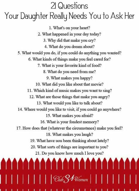 21 questions to ask your daughter Teaching Daughters Self Love, Things To Teach Your Daughter, 21 Questions, Raising Girls, Mommy Daughter, Parenting 101, Baby Tips, Parenting Skills, Family Parenting