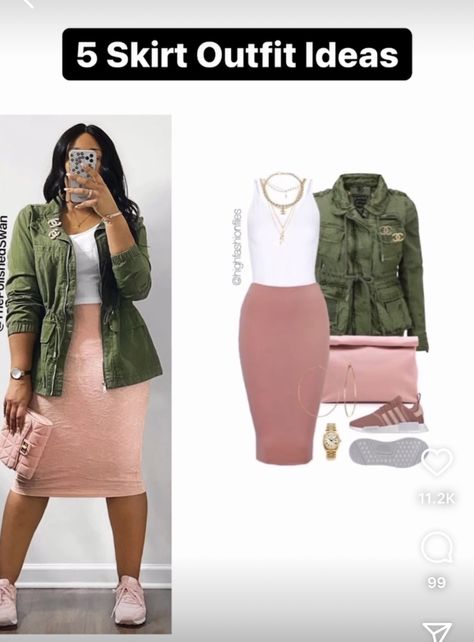 Pencil Skirt Outfits With Jordans, Womens Trousers Outfits, Simple Skirt Outfits, Pink Pencil Skirt Outfit, Pencil Skirt Casual Outfit, Pencil Skirt Outfits Casual, Casual Chic Outfits, Pink Pencil, Pink Pencil Skirt