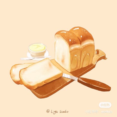 Bread Digital Art, Interior Design Sketchbook, 귀여운 음식 그림, Baking Art, Bread Art, Anime Hands, Food Illustration Art, Watercolor Food, Cute Food Drawings