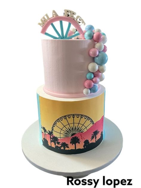 Coachella Cake Topper, Festival Themed Cake, Coachella Birthday Cake, Coachella Cake Ideas, Coachella Cake, Coachella Inspired Party, Coachella Party Theme, Festival Cake, Coachella Theme Party