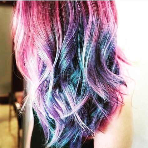 Rainbow Blends Galaxy Hair Color, Rasta Hair, Underlights Hair, Pastel Galaxy, Galaxy Hair, Latest Hair Color, Bronde Hair, Unicorn Hair, Pastel Hair