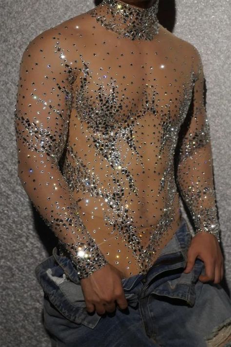 horrible material didnt fit recommended not to get tbh Men’s Dance Costumes, Rhinestone Dance Costume Ideas, Men Bodysuit, Stage Aesthetic, Halloween Costumes Men, Gay Clothes, Go Go Dancer Costume, Gay Outfits, Mens Bodysuit