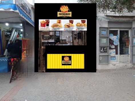 French Fries Shop Design, Fries Shop Design, Fast Food Shop Design, Food Shop Design, Kfc Design, Chinese Fast Food, Cloud Kitchen, Food Kiosk, Cafe Shop Design