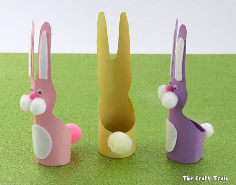 Paper roll bunnies – a fun recycling craft idea for kids #paperrolls #recyclingcraft #eastercraft #bunnies #kidscraft #animalcraft Easter Paper Towel Roll Crafts, Easter Craft With Toilet Paper Roll, Toilet Paper Bunny, Easter Toilet Paper Roll Crafts, Easter Crafts Bunny, School Craft Ideas, Påskeaktiviteter For Barn, Rabbit Craft, Easter Bunny Craft