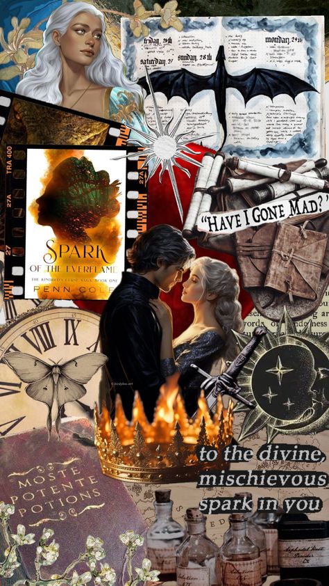 Spark of the Everflame by Penn Cole #sparkoftheverflame #penncole #emarion #kindredscursesaga #diembellator #luthercorbois #lumnos #books #booksaesthetic Spark Of The Everflame Book, Glow Of The Everflame Fanart, Spark Of The Everflame Aesthetic, Spark Of The Everflame Fanart Diem, Spark Of The Everflame Fanart, Spark Of The Everflame, Reading Aesthetics, Books Collage, Romcom Books