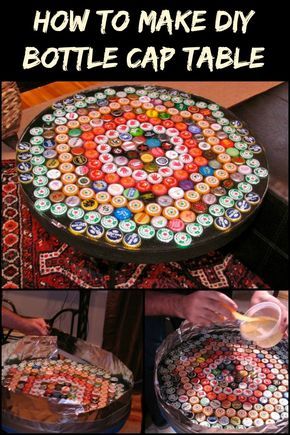 The Perfect Project For Tables That Have Seen Better Days Beer Cap Table, Recycle Bottle Caps, Bottle Cap Table, Bottle Cap Projects, Beer Bottle Caps, Beer Bottle Cap, Bottle Cap Art, Beer Caps, Bottle Cap Crafts