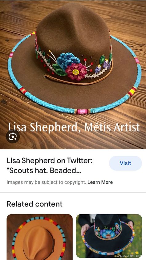 Beaded Fedora Hat Pattern, Hat Brim Beading Pattern, Southwestern Style Beaded Festival Hats, Traditional Beaded Rodeo Hats, Beaded Hats With Curved Brim For Western-themed Events, Southwestern Beaded Festival Hat, Artisan Beaded Hat Bands For Western-themed Events, Beaded Regalia, Embellished Hats