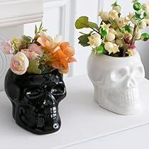 Gothic Home Office, Punk Home Decor, Day Of The Dead Decorations, Centerpiece For Table, Succulent Flowers, Skeleton Flower, Skull Planter, Small Succulents, Gothic House