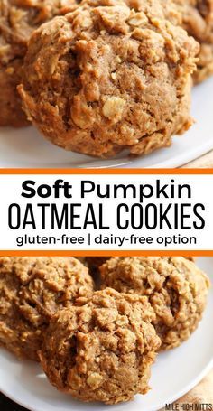 Gluten Free Oatmeal Cookies, Pumpkin Oatmeal Cookies, Dessert Sans Gluten, Pumpkin Cookie, Pumpkin Recipes Dessert, Pumpkin Oatmeal, Gf Desserts, Gluten Free Sweets, Snacks Saludables