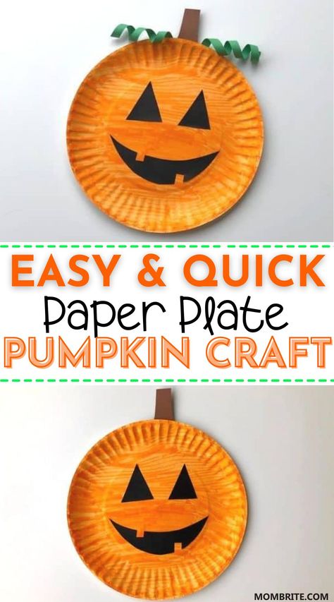 Halloween Crafts Preschoolers, Pumpkin Crafts Toddlers, Halloween Activities For Kids Toddlers, Teacher Crafts For Preschool, Halloween Craft Ideas For Kindergarten, Make A Pumpkin Craft, Children Halloween Crafts, Halloween Party Arts And Crafts For Kids, Paper Plate Fall Crafts