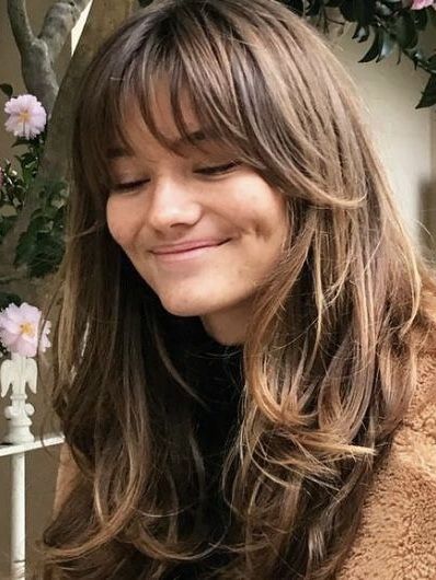 Hair Cut With Bangs For Girl, Bangstyle Hair Long Wispy Layers, 90s Fringe Hair, Face Frame With Bangs, Fringe Layers Medium Hair, 90 Bangs, Wispy Bangs Butterfly Cut, Straight Bangs With Layers, Long Layers Fringe