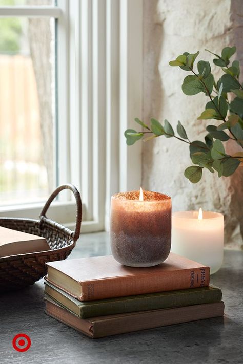 Candle Ads, Candles 2022, Modern Fall Home Decor, Candle Photography Inspiration, Candles Display, Candle Shoot, Bathroom Candles Decor, Sunny Living Room, Room Candles