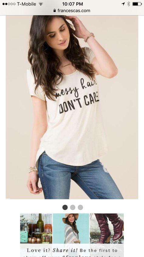 Cute Tops For Women, Dont Care, Weird Shirts, Messy Hair, Vinyl Shirts, Messy Hairstyles, Cute Tops, Casual Tops, New Dress