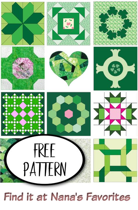 Irish Quilt Blocks - Twelve FREE patterns - Nana's Favorites Irish Quilt Patterns, Irish Quilt, Irish Pattern, Celtic Quilt, Sewing Challenge, Quilt Pattern Download, Quilt Block Patterns Free, Start Quilting, Patchwork Quilt Patterns