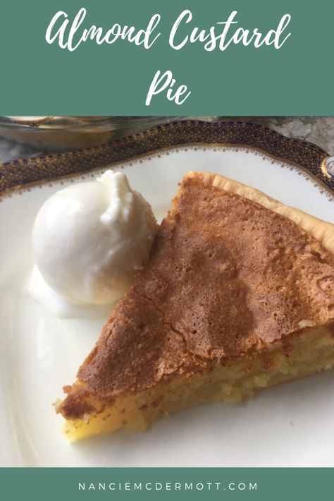 Almond Custard Pie Almond Custard Pie, Almond Custard, Interesting Desserts, Southern Pies, Retro Desserts, 2023 Ideas, Sweet Pies, Classic Recipes, Jello Recipes