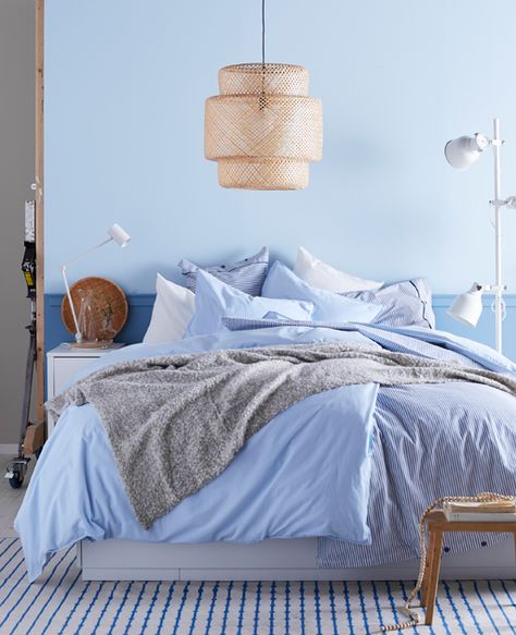 Ikea Australia, Get Some Sleep, Comfy Bedroom, Ikea Home, Bedroom Retreat, Mattress Springs, Blue Bedroom, Quilt Cover Sets, Bedroom Themes