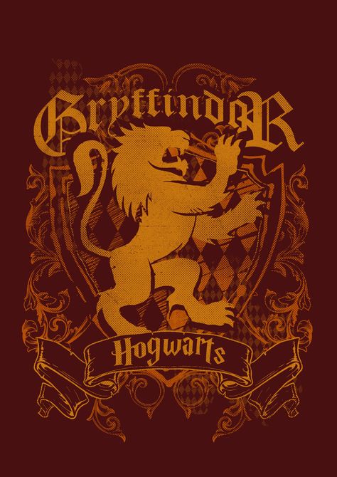 Harry Potter Poster Gryffindor, Griffendor Tattoos, Harry Potter Graphic Design, Gryffindor Poster, Harry Potter Character Aesthetic, Gryffindor Flag, Gryffindor Art, Gryffindor Emblem, Gryffindor Logo